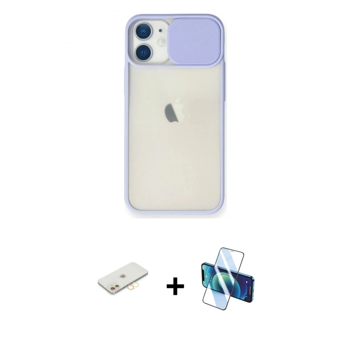 MARSİLYAN™- iPhone 11 Kılıf Vadi Çizgi - Siyah 3D Antistatik Seramik Nano Ekran Koruyucu + Renkli Kamera Lens Koruma Cam - SI