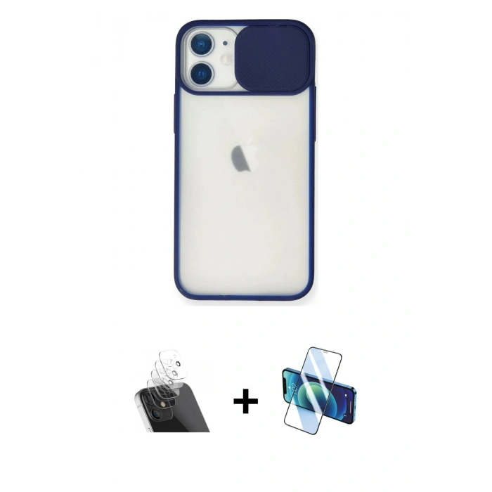 MARSİLYAN™- iPhone 11 Kılıf Vadi Çizgi - Siyah 3D Antistatik Seramik Nano Ekran Koruyucu + Şeffaf Kamera Lens Koruma Cam