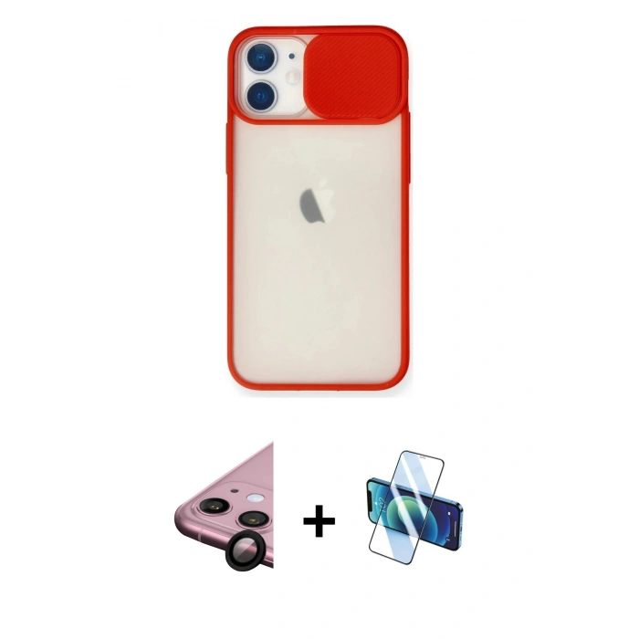 MARSİLYAN™- iPhone 11 Kılıf Vadi Çizgi - Siyah 3D Antistatik Seramik Nano Ekran Koruyucu + Raze Metal Kamera Lens - SH