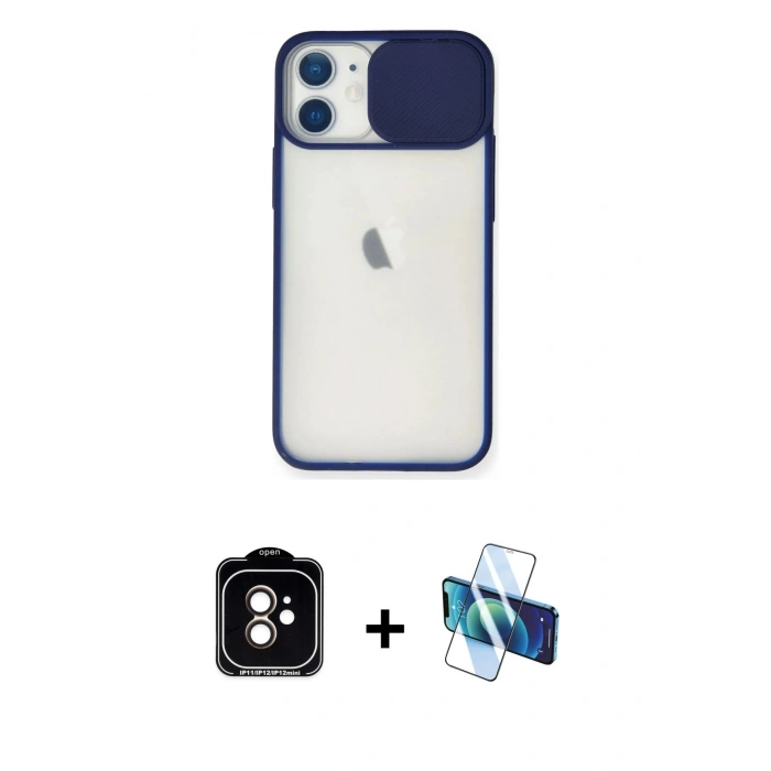 MARSİLYAN™- iPhone 11 Kılıf Vadi Çizgi - Siyah 3D Antistatik Seramik Nano Ekran Koruyucu + PVD Metal Kamera Lens - TU