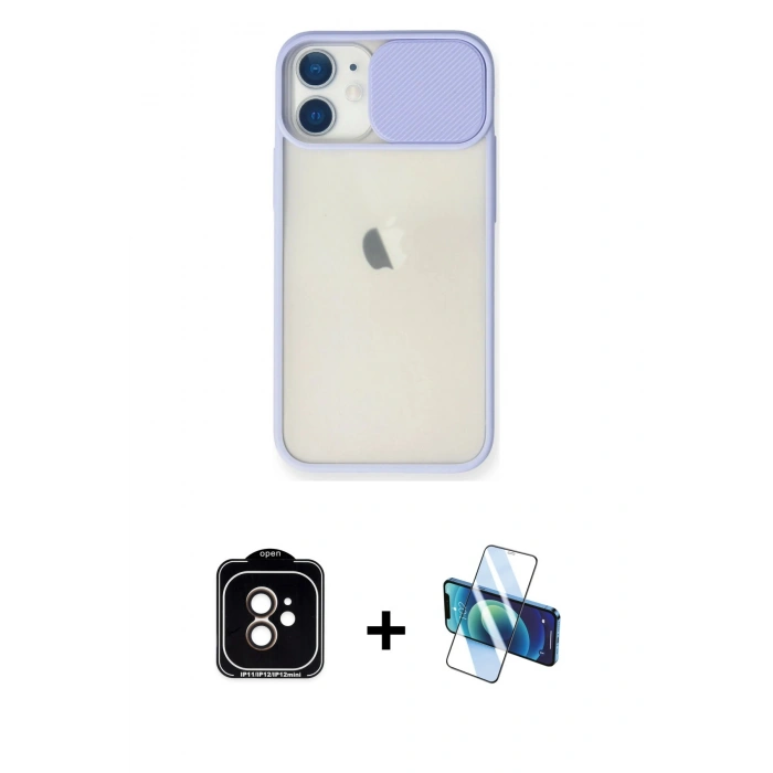 MARSİLYAN™- iPhone 11 Kılıf Vadi Çizgi - Siyah 3D Antistatik Seramik Nano Ekran Koruyucu + PVD Metal Kamera Lens - TU