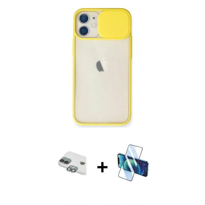 MARSİLYAN™- iPhone 11 Kılıf Vadi Çizgi - Siyah 3D Antistatik Seramik Nano Ekran Koruyucu + Pers Alüminyum Kamera Lens - YL