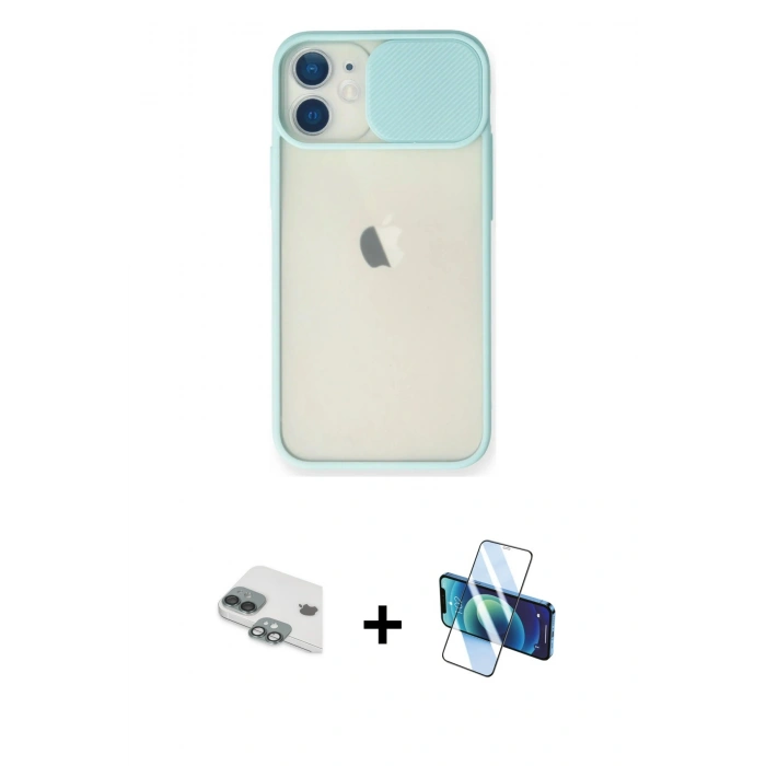 MARSİLYAN™- iPhone 11 Kılıf Vadi Çizgi - Siyah 3D Antistatik Seramik Nano Ekran Koruyucu + Pers Alüminyum Kamera Lens - YL