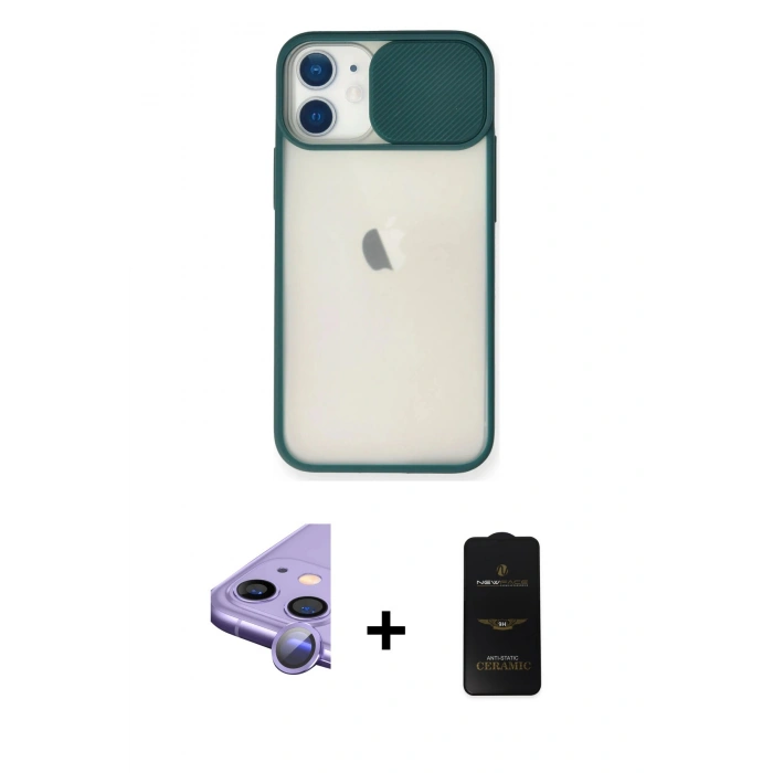 MARSİLYAN™- iPhone 11 Kılıf Vadi Çizgi - Siyah 6D Antistatik Mat Seramik Hayalet Nano Ekran Koruyucu + Raze Metal Kamera Lens - MR