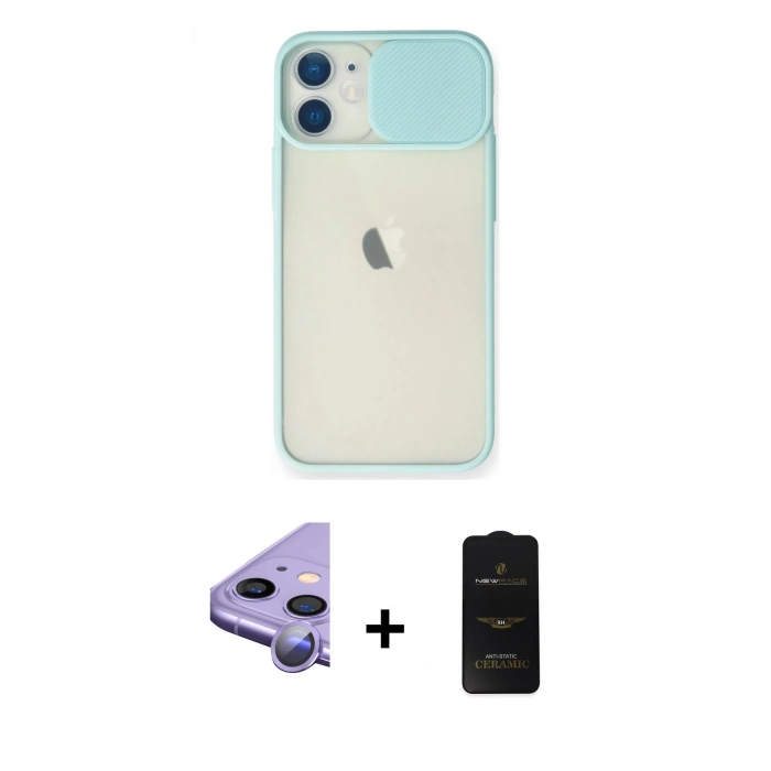 MARSİLYAN™- iPhone 11 Kılıf Vadi Çizgi - Siyah 6D Antistatik Mat Seramik Hayalet Nano Ekran Koruyucu + Raze Metal Kamera Lens - MR