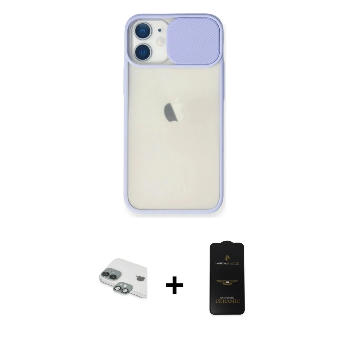 MARSİLYAN™- iPhone 11 Kılıf Vadi Çizgi - Siyah 6D Antistatik Mat Seramik Hayalet Nano Ekran Koruyucu + Pers Alüminyum Kamera Lens - YL