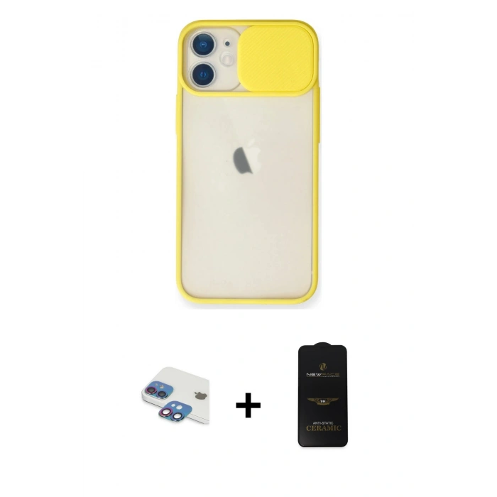 MARSİLYAN™- iPhone 11 Kılıf Vadi Çizgi - Siyah 6D Antistatik Mat Seramik Hayalet Nano Ekran Koruyucu + Pers Alüminyum Kamera Lens - GI
