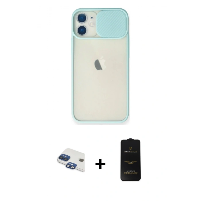 MARSİLYAN™- iPhone 11 Kılıf Vadi Çizgi - Siyah 6D Antistatik Mat Seramik Hayalet Nano Ekran Koruyucu + Pers Alüminyum Kamera Lens - LT