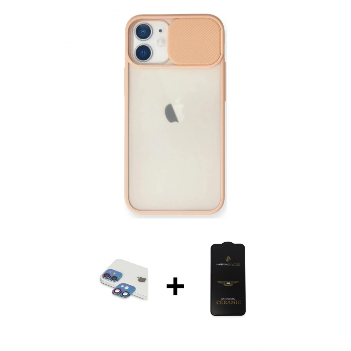 MARSİLYAN™- iPhone 11 Kılıf Vadi Çizgi - Siyah 6D Antistatik Mat Seramik Hayalet Nano Ekran Koruyucu + Pers Alüminyum Kamera Lens - GI