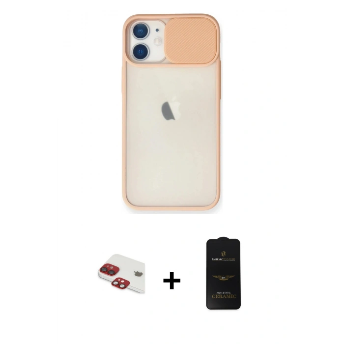 MARSİLYAN™- iPhone 11 Kılıf Vadi Çizgi - Siyah 6D Antistatik Mat Seramik Hayalet Nano Ekran Koruyucu + Pers Alüminyum Kamera Lens - KI