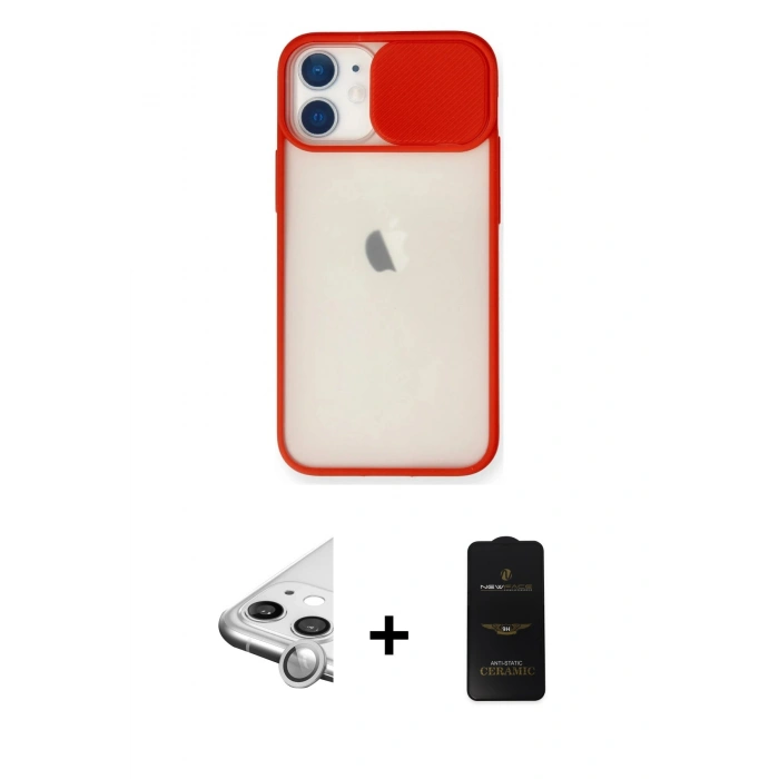 MARSİLYAN™- iPhone 11 Kılıf Vadi Çizgi - Siyah 6D Antistatik Mat Seramik Hayalet Nano Ekran Koruyucu + Raze Metal Kamera Lens - GS