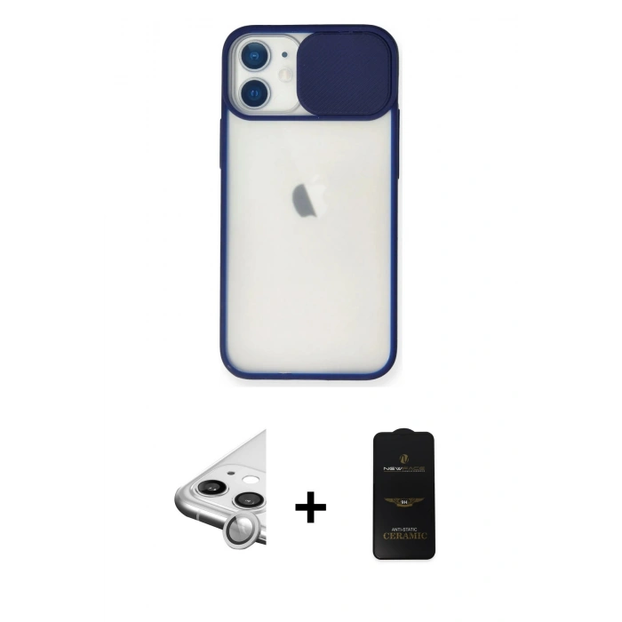 MARSİLYAN™- iPhone 11 Kılıf Vadi Çizgi - Siyah 6D Antistatik Mat Seramik Hayalet Nano Ekran Koruyucu + Raze Metal Kamera Lens - GS