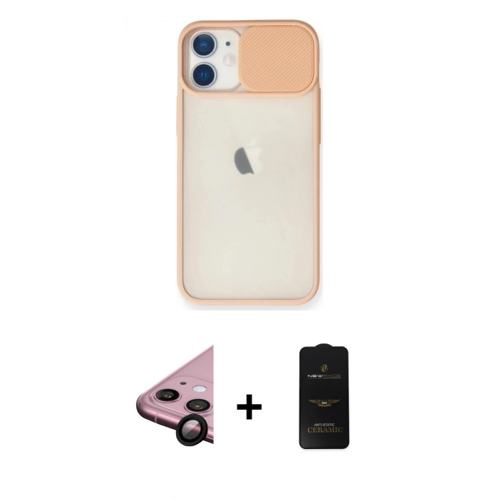 MARSİLYAN™- iPhone 11 Kılıf Vadi Çizgi - Siyah 6D Antistatik Mat Seramik Hayalet Nano Ekran Koruyucu + Raze Metal Kamera Lens - SH