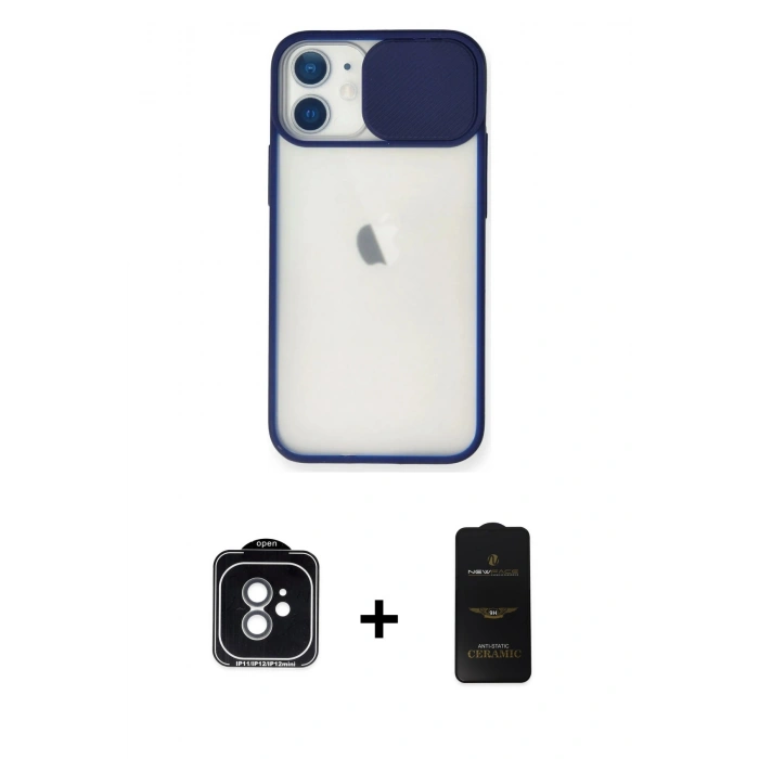 MARSİLYAN™- iPhone 11 Kılıf Vadi Çizgi - Siyah 6D Antistatik Mat Seramik Hayalet Nano Ekran Koruyucu + PVD Metal Kamera Lens - YL