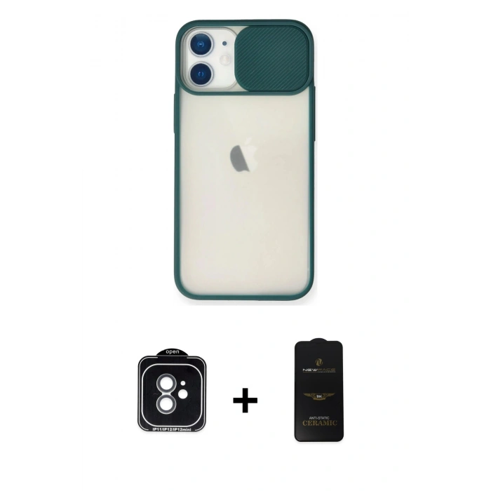 MARSİLYAN™- iPhone 11 Kılıf Vadi Çizgi - Siyah 6D Antistatik Mat Seramik Hayalet Nano Ekran Koruyucu + PVD Metal Kamera Lens - YL