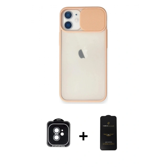 MARSİLYAN™- iPhone 11 Kılıf Vadi Çizgi - Siyah 6D Antistatik Mat Seramik Hayalet Nano Ekran Koruyucu + PVD Metal Kamera Lens - YL