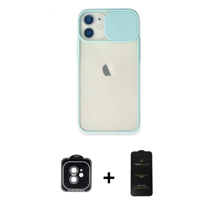 MARSİLYAN™- iPhone 11 Kılıf Vadi Çizgi - Siyah 6D Antistatik Mat Seramik Hayalet Nano Ekran Koruyucu + PVD Metal Kamera Lens - YL