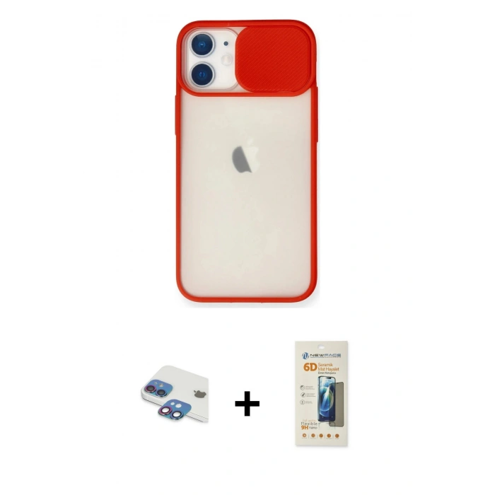 MARSİLYAN™- iPhone 11 Kılıf Vadi Çizgi - Siyah 6D Mat Seramik Hayalet Nano Ekran Koruyucu + Pers Alüminyum Kamera Lens - GI