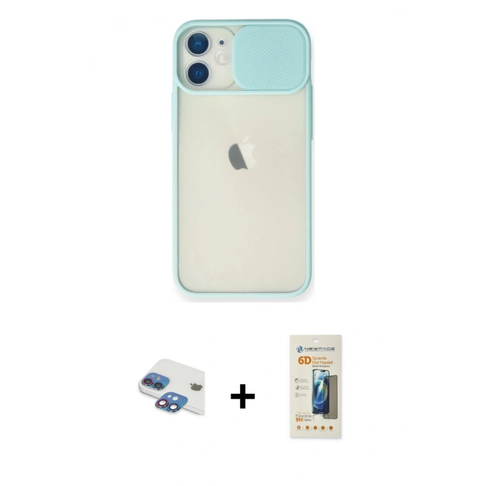 MARSİLYAN™- iPhone 11 Kılıf Vadi Çizgi - Siyah 6D Mat Seramik Hayalet Nano Ekran Koruyucu + Pers Alüminyum Kamera Lens - GI