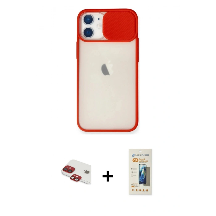 MARSİLYAN™- iPhone 11 Kılıf Vadi Çizgi - Siyah 6D Mat Seramik Hayalet Nano Ekran Koruyucu + Pers Alüminyum Kamera Lens - KI