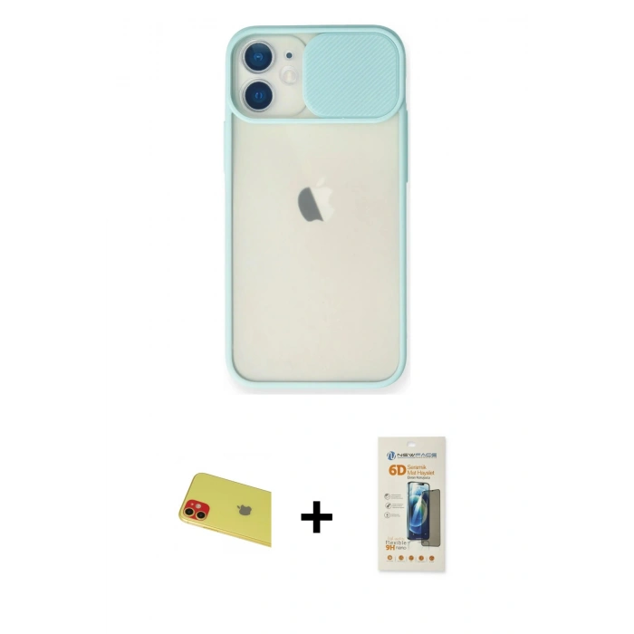 MARSİLYAN™- iPhone 11 Kılıf Vadi Çizgi - Siyah 6D Mat Seramik Hayalet Nano Ekran Koruyucu + Rainbow Kamera Lens Koruma Cam - KI