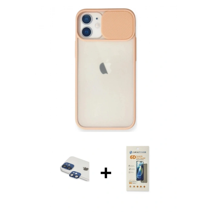 MARSİLYAN™- iPhone 11 Kılıf Vadi Çizgi - Siyah 6D Mat Seramik Hayalet Nano Ekran Koruyucu + Pers Alüminyum Kamera Lens - LT