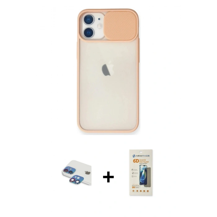 MARSİLYAN™- iPhone 11 Kılıf Vadi Çizgi - Siyah 6D Mat Seramik Hayalet Nano Ekran Koruyucu + Pers Alüminyum Kamera Lens - GI