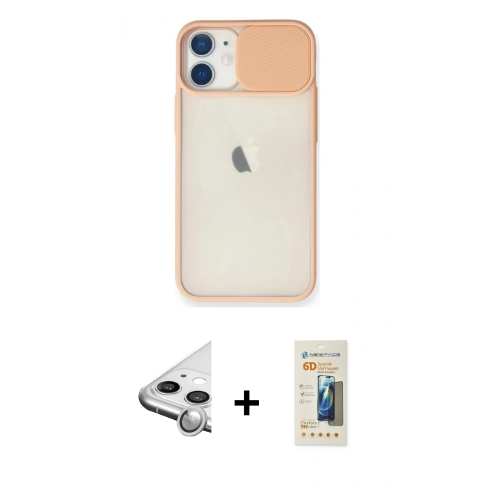 MARSİLYAN™- iPhone 11 Kılıf Vadi Çizgi - Siyah 6D Mat Seramik Hayalet Nano Ekran Koruyucu + Raze Metal Kamera Lens - GS