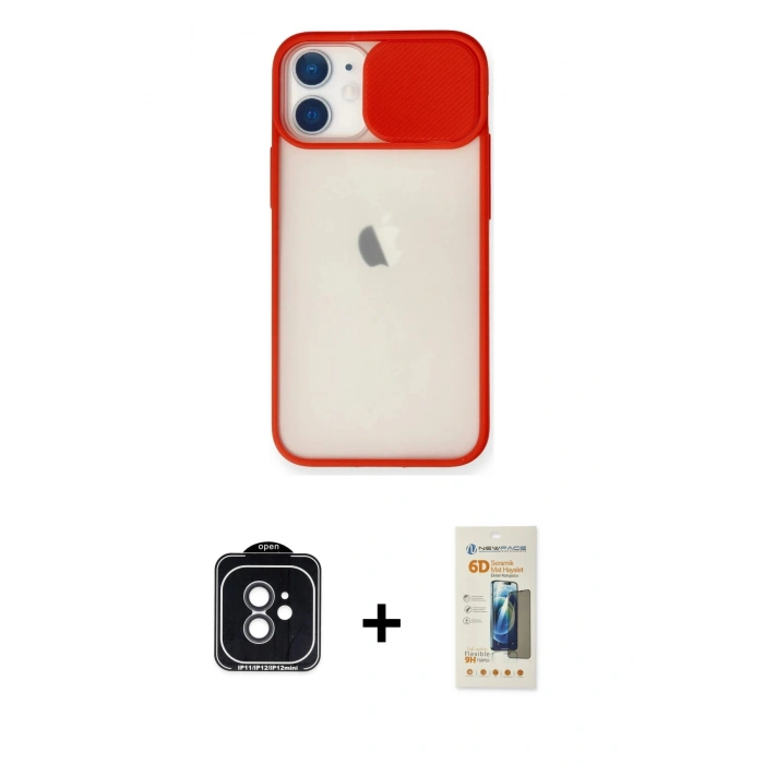 MARSİLYAN™- iPhone 11 Kılıf Vadi Çizgi - Siyah 6D Mat Seramik Hayalet Nano Ekran Koruyucu + PVD Metal Kamera Lens - SH