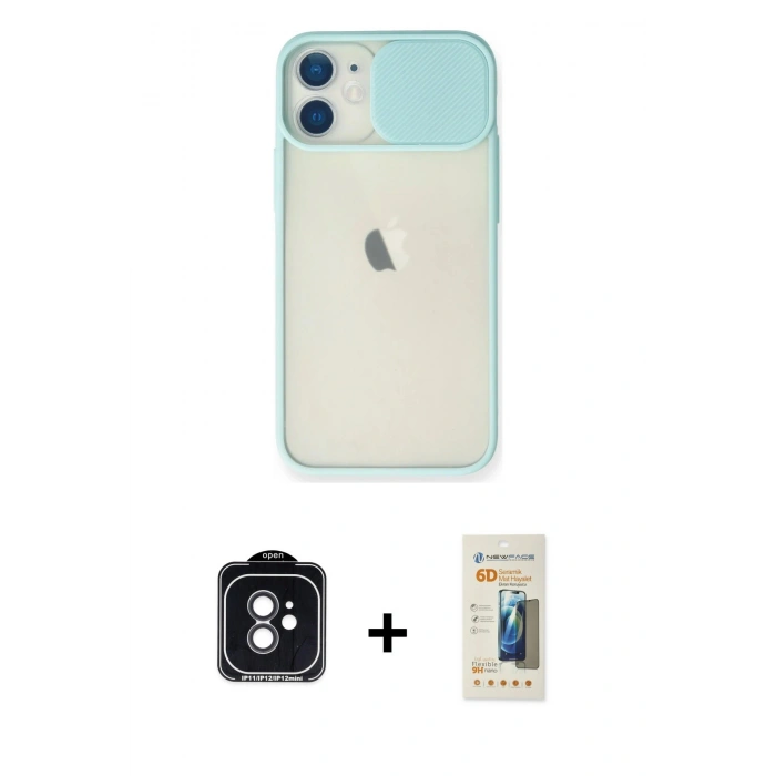 MARSİLYAN™- iPhone 11 Kılıf Vadi Çizgi - Siyah 6D Mat Seramik Hayalet Nano Ekran Koruyucu + PVD Metal Kamera Lens - SH