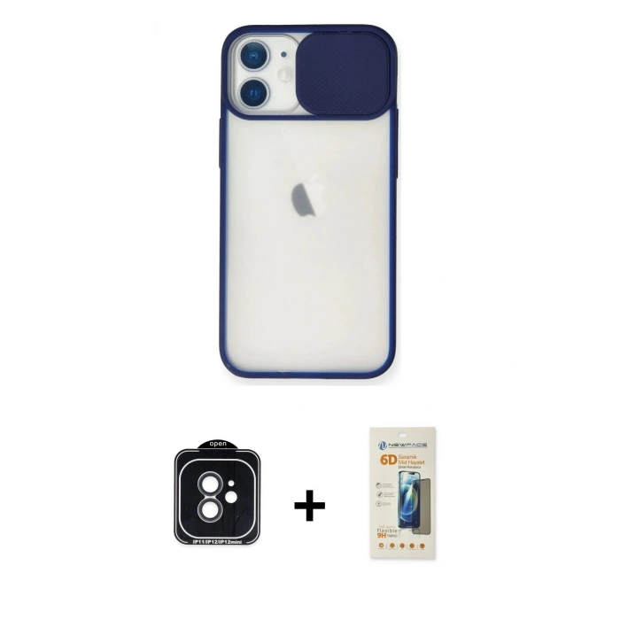 MARSİLYAN™- iPhone 11 Kılıf Vadi Çizgi - Siyah 6D Mat Seramik Hayalet Nano Ekran Koruyucu + PVD Metal Kamera Lens - SH