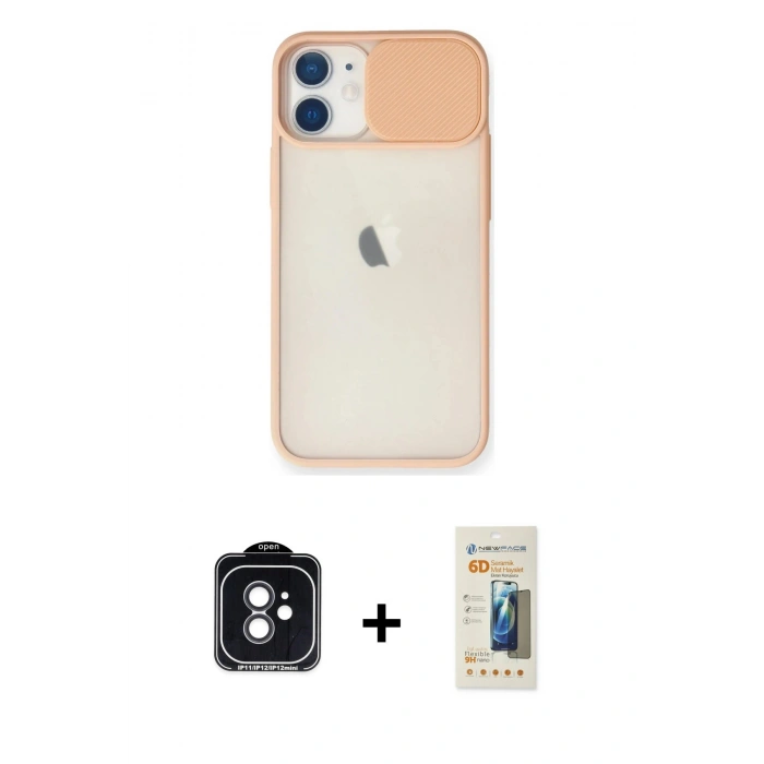 MARSİLYAN™- iPhone 11 Kılıf Vadi Çizgi - Siyah 6D Mat Seramik Hayalet Nano Ekran Koruyucu + PVD Metal Kamera Lens - SH