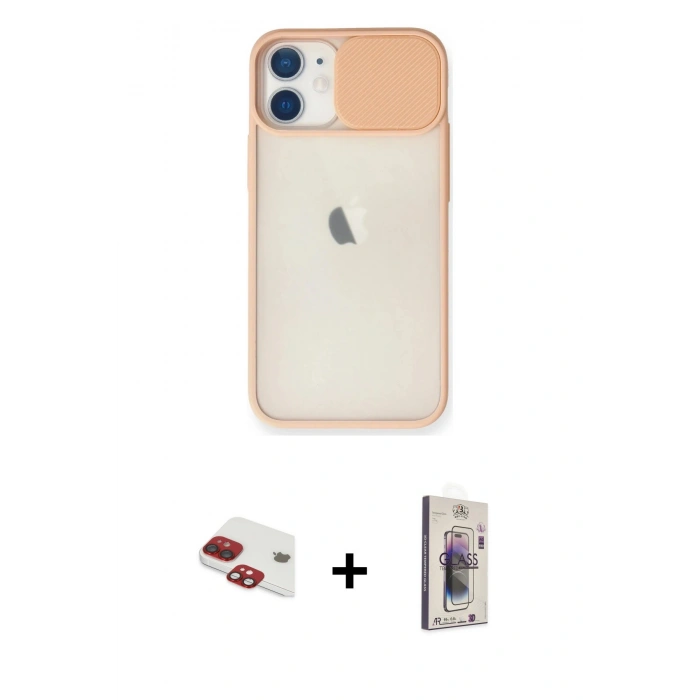 MARSİLYAN™- iPhone 11 Kılıf Vadi Çizgi - Siyah Bilvis 3D Cam Ekran Koruyucu + Pers Alüminyum Kamera Lens - KI
