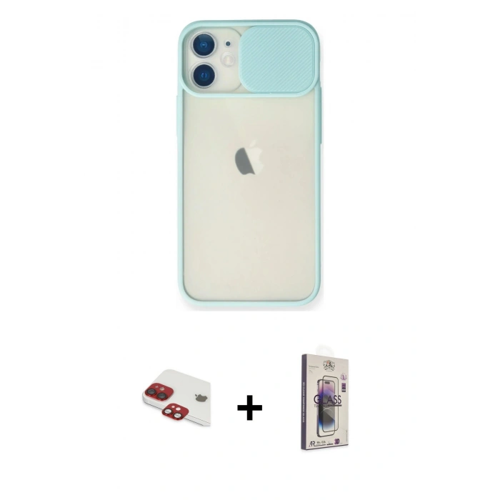MARSİLYAN™- iPhone 11 Kılıf Vadi Çizgi - Siyah Bilvis 3D Cam Ekran Koruyucu + Pers Alüminyum Kamera Lens - KI