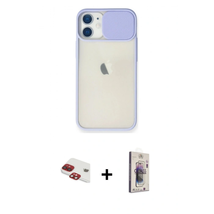 MARSİLYAN™- iPhone 11 Kılıf Vadi Çizgi - Siyah Bilvis 3D Cam Ekran Koruyucu + Pers Alüminyum Kamera Lens - KI