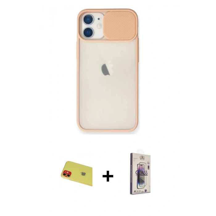 MARSİLYAN™- iPhone 11 Kılıf Vadi Çizgi - Siyah Bilvis 3D Cam Ekran Koruyucu + Rainbow Kamera Lens Koruma Cam - KI
