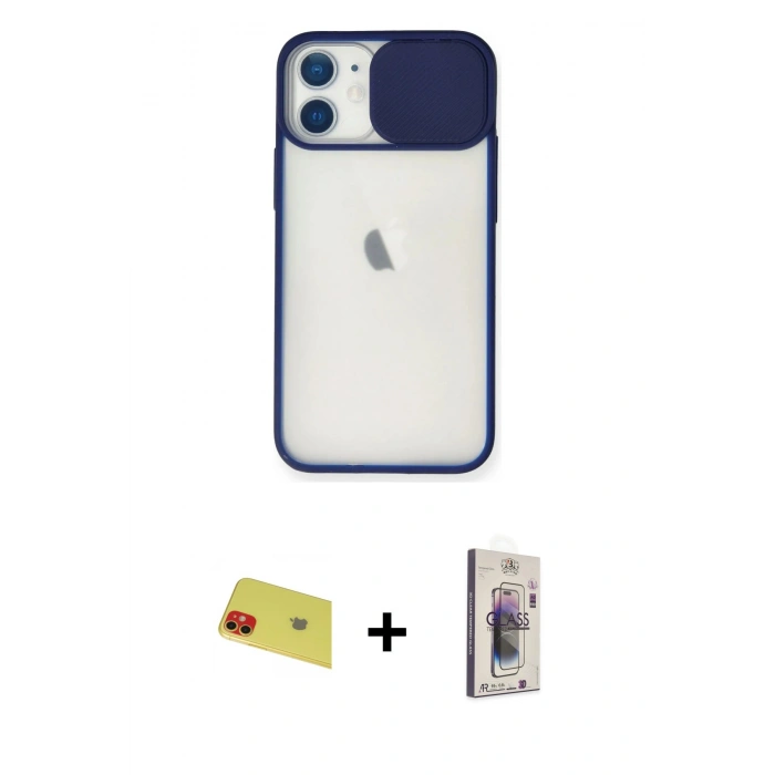 MARSİLYAN™- iPhone 11 Kılıf Vadi Çizgi - Siyah Bilvis 3D Cam Ekran Koruyucu + Rainbow Kamera Lens Koruma Cam - KI
