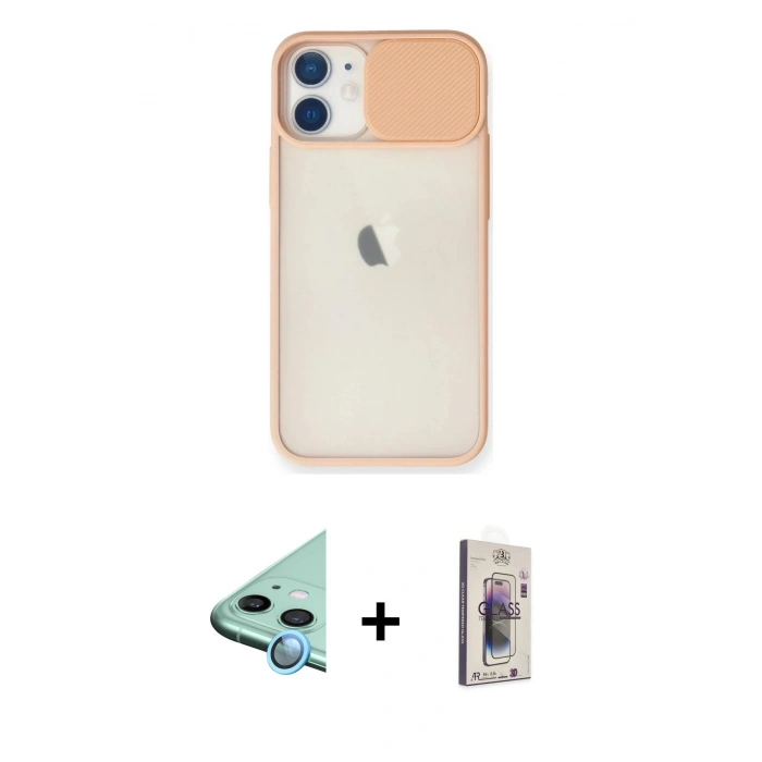 MARSİLYAN™- iPhone 11 Kılıf Vadi Çizgi - Siyah Bilvis 3D Cam Ekran Koruyucu + Raze Metal Kamera Lens - MI