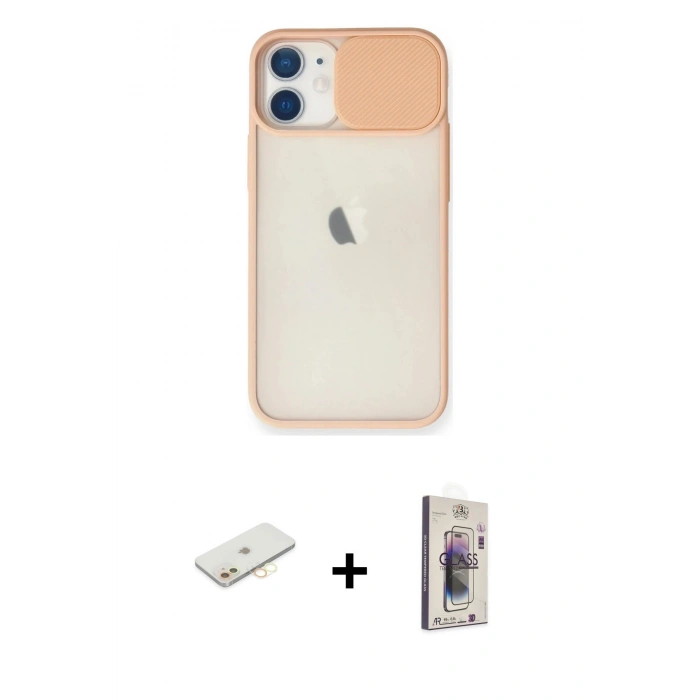 MARSİLYAN™- iPhone 11 Kılıf Vadi Çizgi - Siyah Bilvis 3D Cam Ekran Koruyucu + Renkli Kamera Lens Koruma Cam - SI