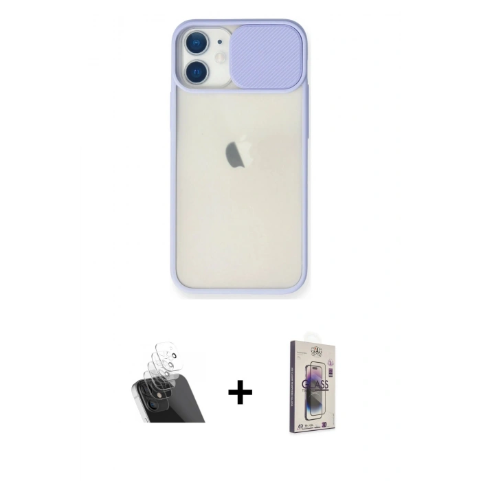 MARSİLYAN™- iPhone 11 Kılıf Vadi Çizgi - Siyah Bilvis 3D Cam Ekran Koruyucu + Kamera Lens Koruma Cam - SF