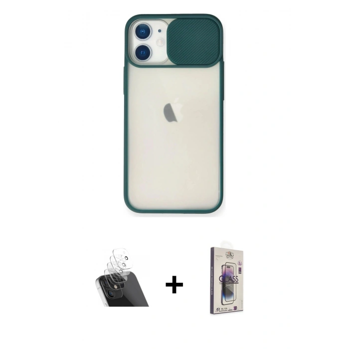 MARSİLYAN™- iPhone 11 Kılıf Vadi Çizgi - Siyah Bilvis 3D Cam Ekran Koruyucu + Kamera Lens Koruma Cam - SF