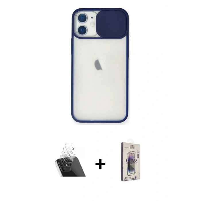 MARSİLYAN™- iPhone 11 Kılıf Vadi Çizgi - Siyah Bilvis 3D Cam Ekran Koruyucu + Kamera Lens Koruma Cam - SF