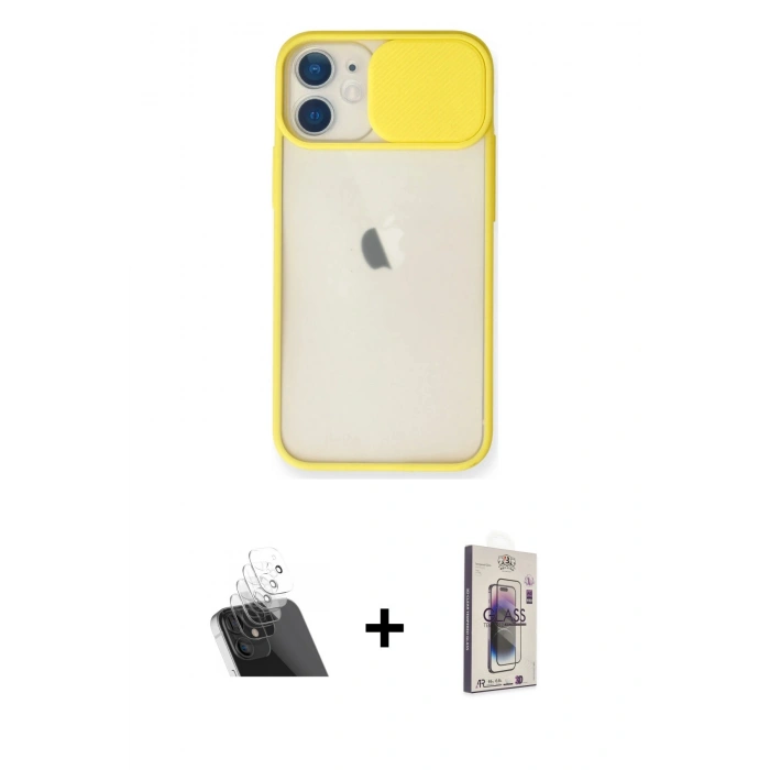 MARSİLYAN™- iPhone 11 Kılıf Vadi Çizgi - Siyah Bilvis 3D Cam Ekran Koruyucu + Kamera Lens Koruma Cam - SF