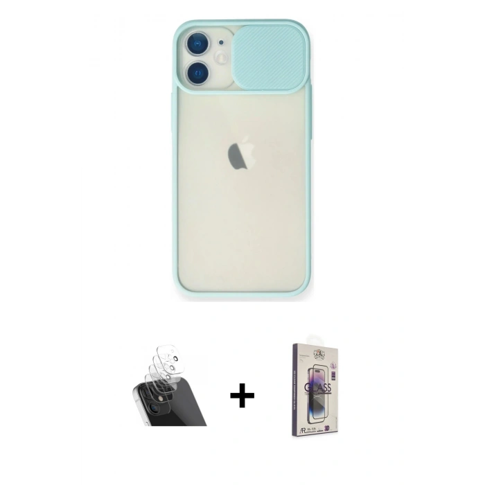 MARSİLYAN™- iPhone 11 Kılıf Vadi Çizgi - Siyah Bilvis 3D Cam Ekran Koruyucu + Kamera Lens Koruma Cam - SF