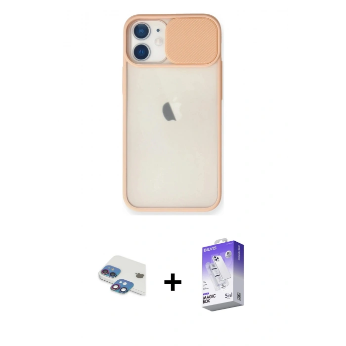 MARSİLYAN™- iPhone 11 Kılıf Vadi Çizgi - Siyah Bilvis 5in1 3D Magic Cam Ekran Koruyucu + Gökkuşağı Pers Alüminyum Kamera Lens