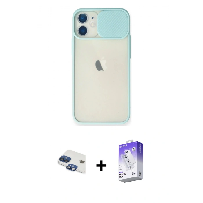 MARSİLYAN™- iPhone 11 Kılıf Vadi Çizgi - Siyah Bilvis 5in1 3D Magic Cam Ekran Koruyucu + Pers Alüminyum Kamera Lens - LT