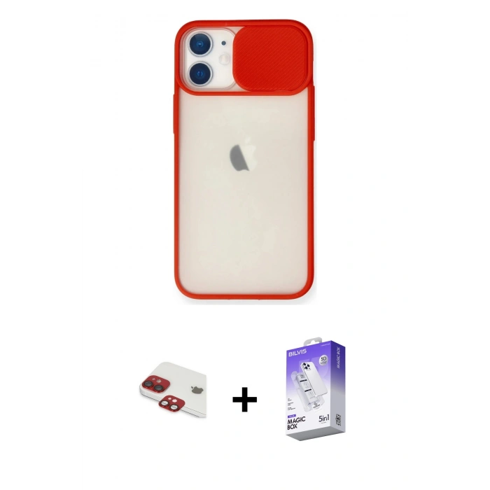MARSİLYAN™- iPhone 11 Kılıf Vadi Çizgi - Siyah Bilvis 5in1 3D Magic Cam Ekran Koruyucu + Pers Alüminyum Kamera Lens - KI
