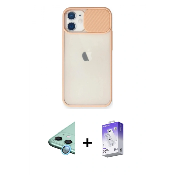 MARSİLYAN™- iPhone 11 Kılıf Vadi Çizgi - Siyah Bilvis 5in1 3D Magic Cam Ekran Koruyucu + Raze Metal Kamera Lens - MI