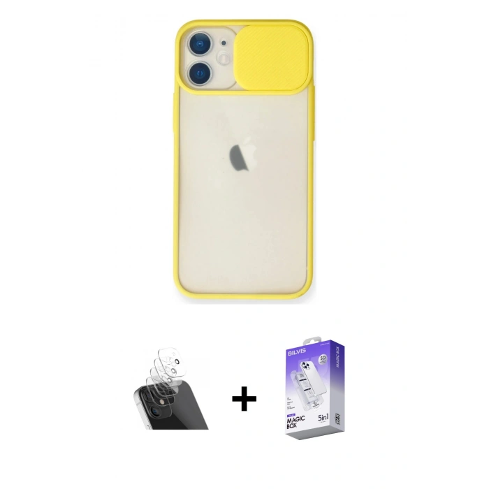 MARSİLYAN™- iPhone 11 Kılıf Vadi Çizgi - Siyah Bilvis 5in1 3D Magic Cam Ekran Koruyucu + Kamera Lens Koruma Cam - SF