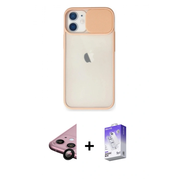 MARSİLYAN™- iPhone 11 Kılıf Vadi Çizgi - Siyah Bilvis 5in1 3D Magic Cam Ekran Koruyucu + Raze Metal Kamera Lens - SH